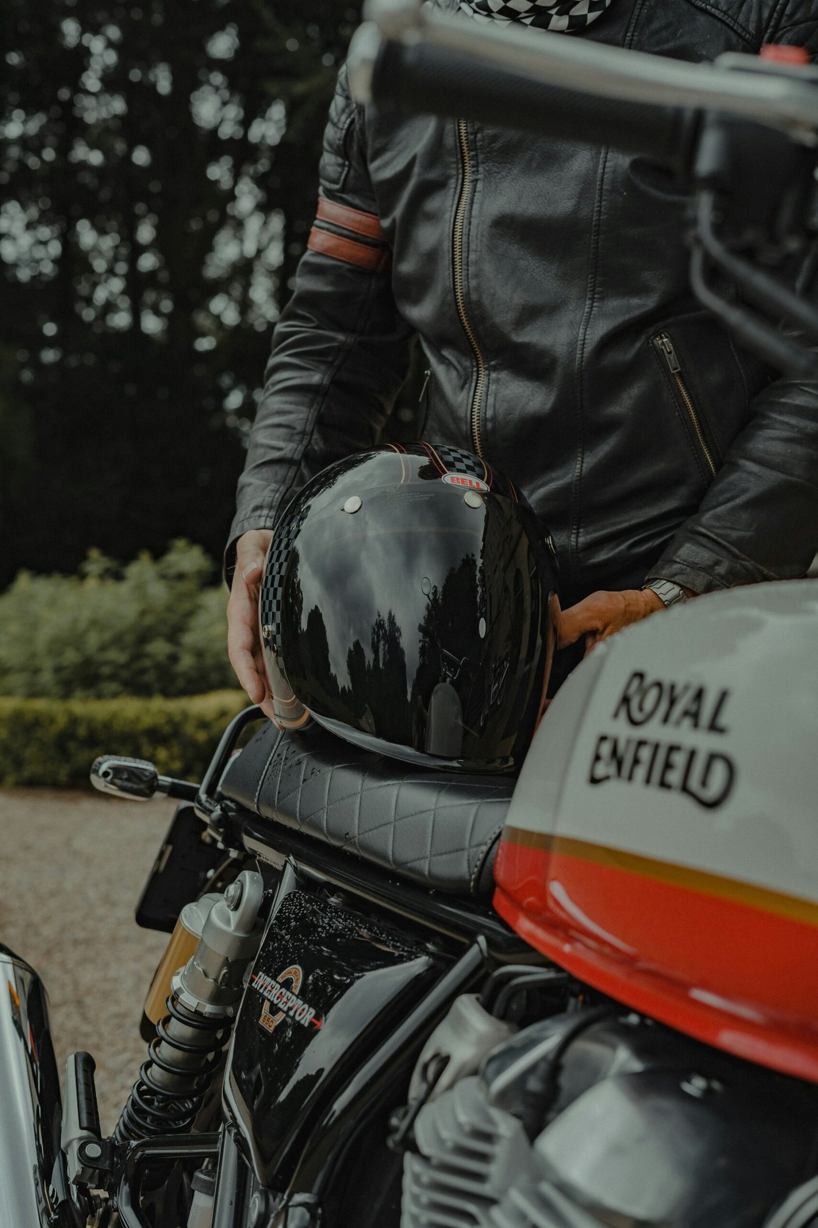 Rider with Royal Enfield motorcycle